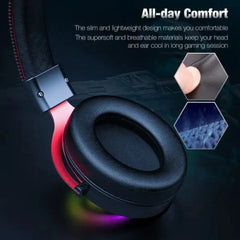 Onikuma X10 Ox Horn RGB Wired Professional Gaming Headset with Noise Cancellation Microphone (Black Red)