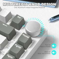 AJAZZ AK820 75% Gasket-Mounted White Backlit Wired Mechanical Keyboard, White Gray