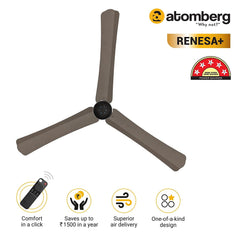 Atomberg Renesa + 56" 35Watt BLDC motor Energy Saving Anti-Dust Speed Indicator Light Ceiling Fan with Remote Control ( Earth Brown ) AT-107