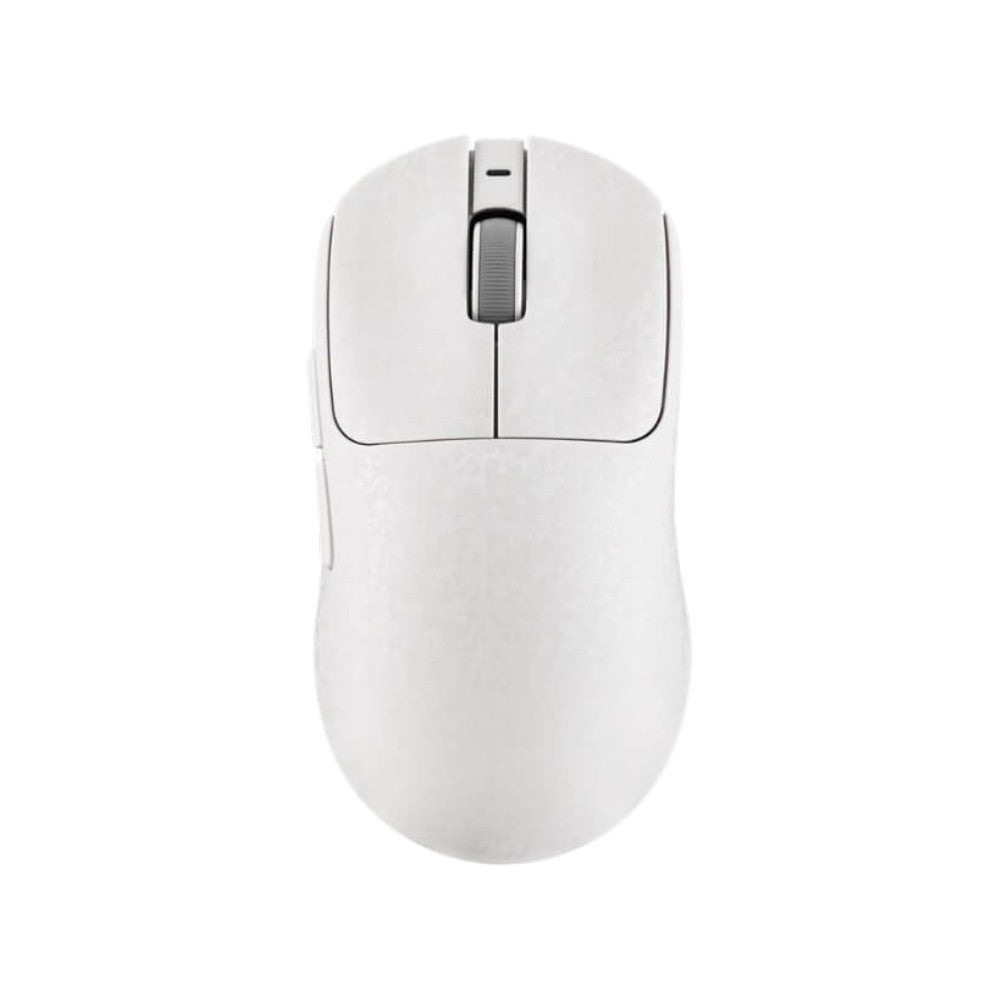 AJAZZ AJ199 MAX tri-mode wireless gaming mouse in white with carbon fiber texture.
