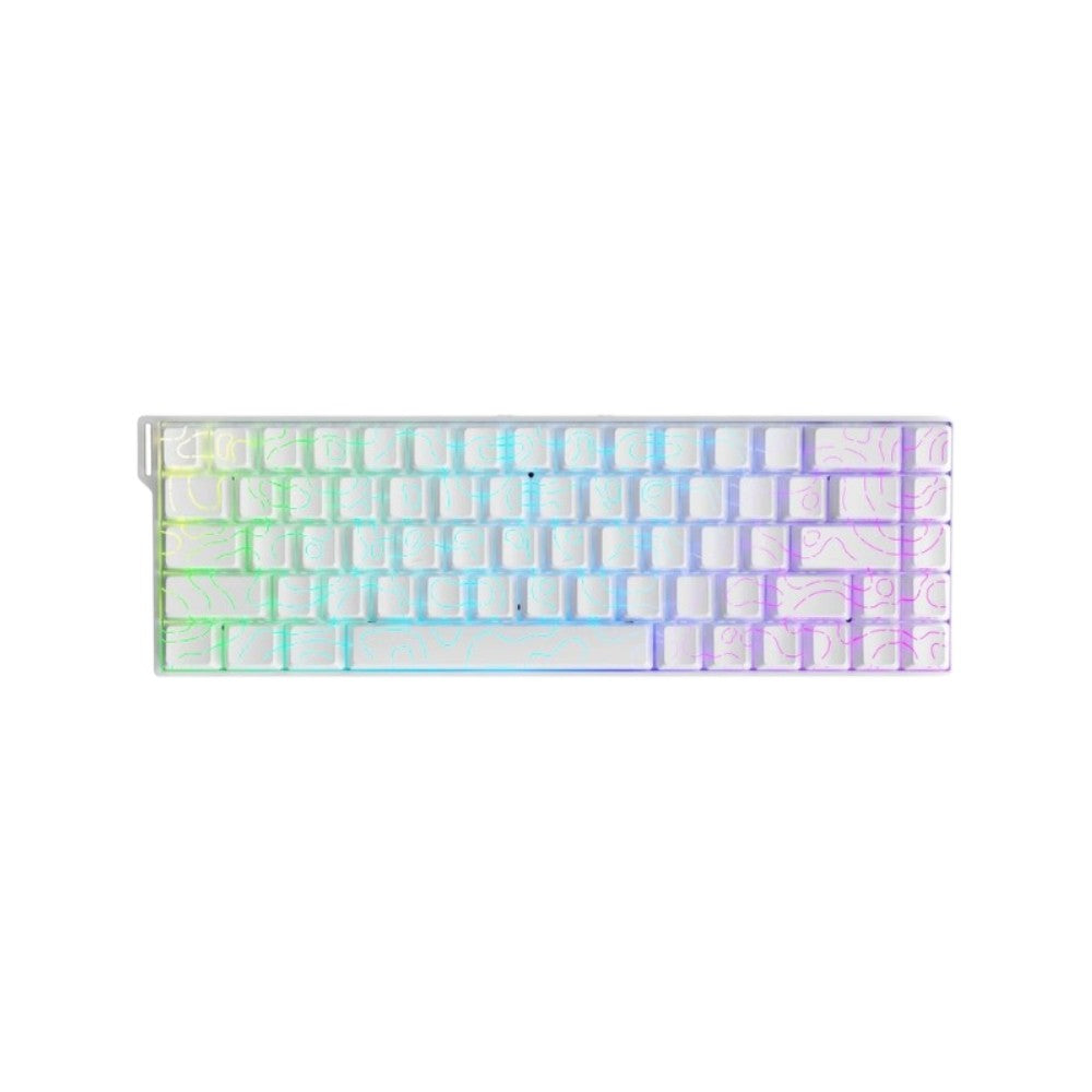 AJAZZ AK680 V2 e-sports magnetic switch gaming keyboard in Contour Line-White featuring colorful backlit keys.