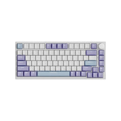 AJAZZ AK820 gasket-mounted 75% wired mechanical keyboard featuring white and purple keycaps with white backlighting.