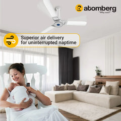 Atomberg Studio+ 48" 35W BLDC motor Energy Saving Anti-Dust Speed Indicator Light Ceiling Fan with Remote Control ( Marble White ) AT-106
