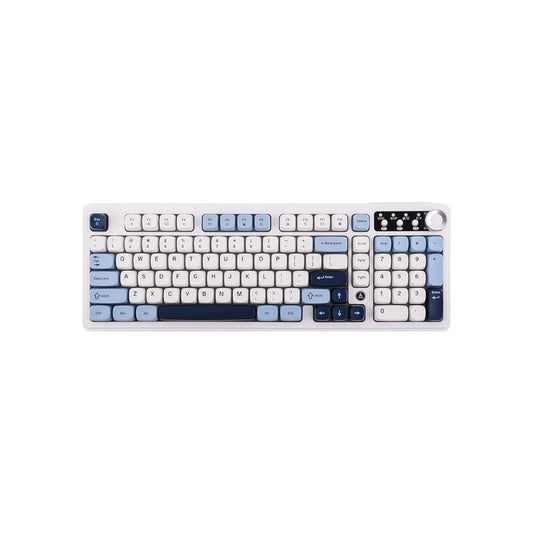 Ajazz AF98 PLUS RGB Tri-Mode Wireless Membrane Keyboard, Blue White