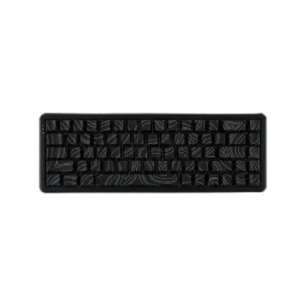 Ajazz AK680 Max HE tri-mode mechanical gaming keyboard featuring topographic themed keycaps, magnetic hall effect switches, and RGB lighting.