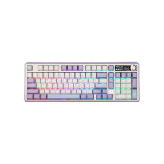 Ajazz AK980 Tri-mode with TFT Color Screen Hot-Swappable Mechanical Keyboard, White Purple