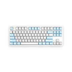 Furycube G87 gasket hot-swappable mechanical keyboard in white and blue featuring Noah Silver switches.