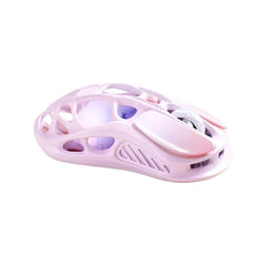 GravaStar Mercury M1 Pro tri-mode wireless gaming mouse in sakura pink featuring a hollowed mecha design and lightweight shell.