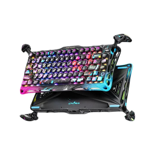 GravaStar Mercury V75 Pro 75% magnetic switch gaming keyboard featuring a vibrant Neon Graffiti finish and colorful RGB backlighting.