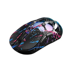 GravaStar Mercury X Pro 8KHz wireless gaming mouse in neon graffiti featuring an open-frame mecha design and magnesium alloy shell.