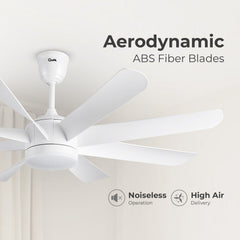 Qulik Helix UL 60"- Modern Decorative Silent ABS Blade Under light with Remote Ceiling Fan (White) Q-6522-W