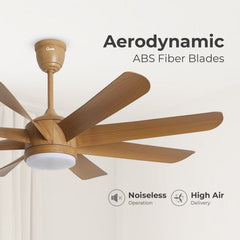 Qulik Helix UL 60"- Modern Decorative Silent ABS Blade Under light with Remote Ceiling Fan (Light Wood) Q-6522-LW