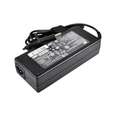HP 120W laptop power adapter charger featuring an inside pin connector, 18.5V 6.5A output, and printed specifications label.