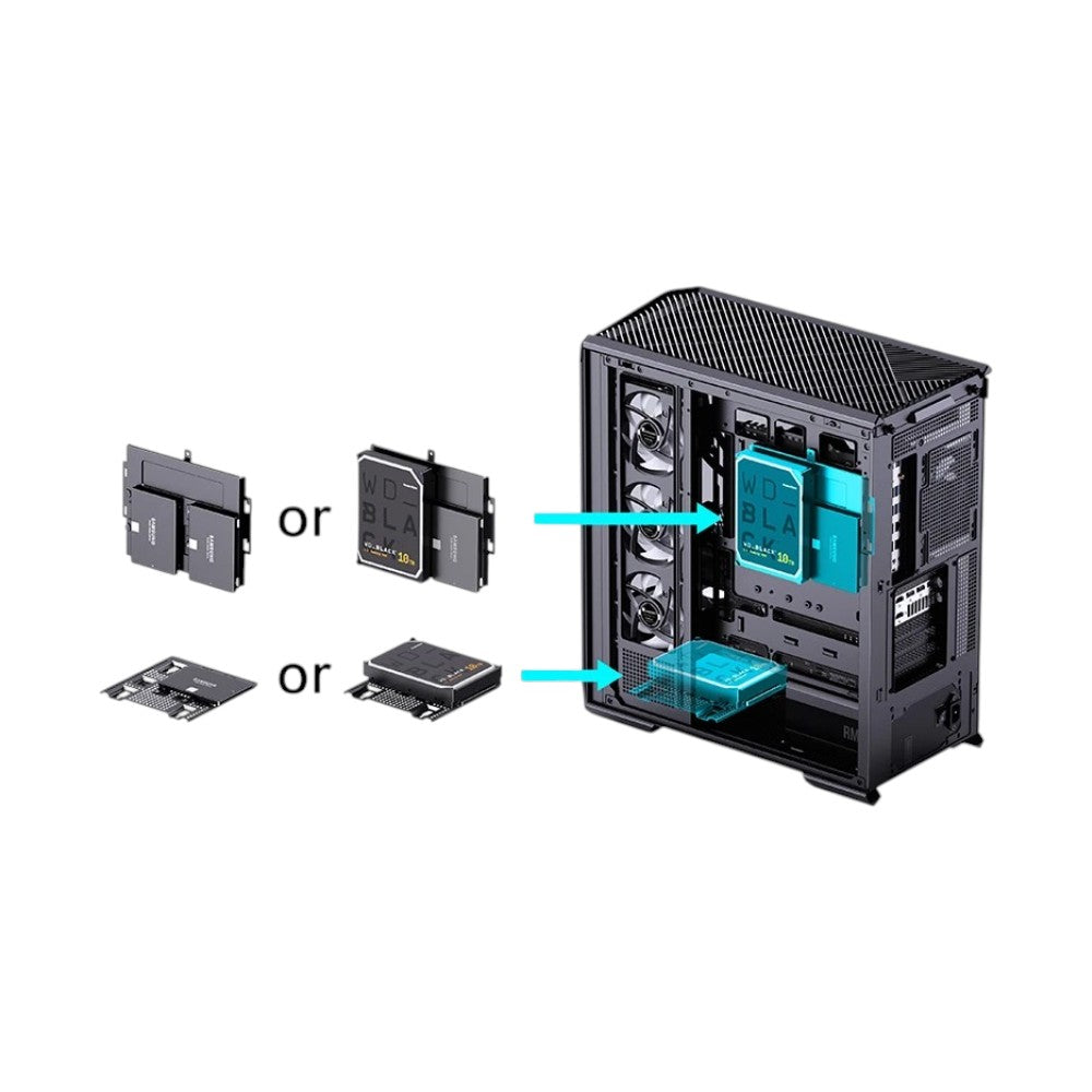 Jonsbo D400 ATX mid-tower computer case in black with a clear side panel showing internal components.