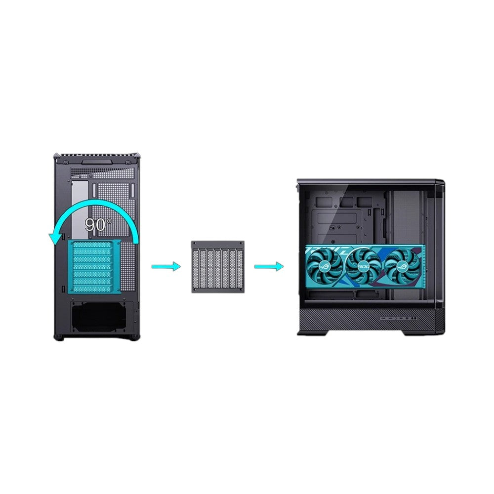 Jonsbo D400 ATX mid-tower computer case in black with a clear side panel showing internal components.