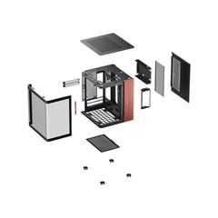 Jonsbo TK-0 Black Mini-ITX gaming case featuring a premium wooden side panel design.