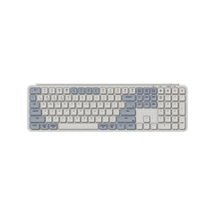 Keychron B6 Pro Ultra-Slim Tri-Mode Wireless Keyboard in Light Gray with white and muted blue-gray keycaps.