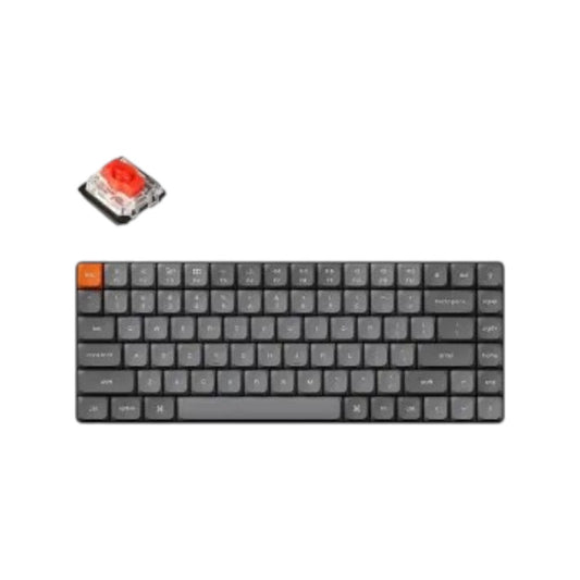 Keychron K3 Max tri-mode mechanical keyboard with red switches, featuring black and gray keycaps alongside a separate wireless receiver.