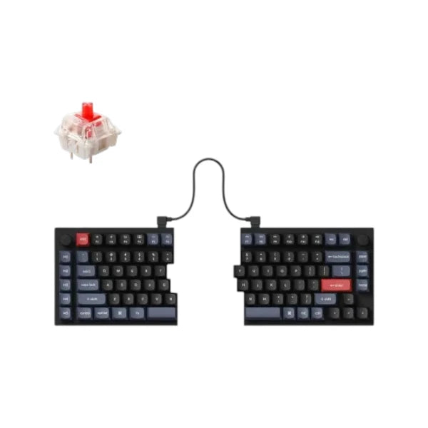Keychron Q11 QMK wired split mechanical keyboard featuring 75% layout, ergonomic black and gray keycaps, and custom switches.