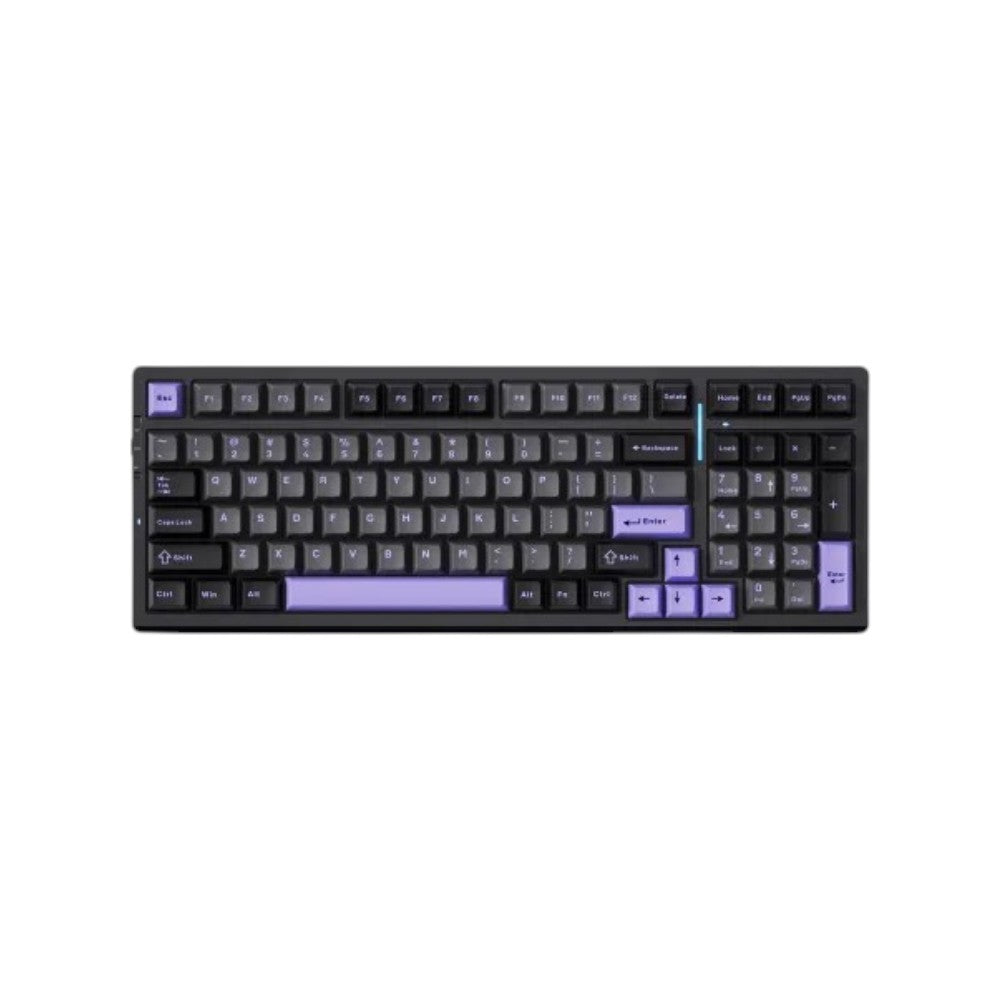 MCHOSE G98 Pro tri-mode mechanical gaming keyboard in Black and Purple, featuring high-performance switches, customizable RGB lighting, and compact layout.