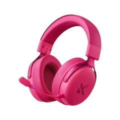 MCHOSE V9 Pro wireless gaming headset in rose red with brand logo.