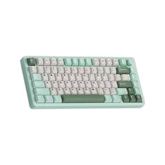 Monka A75 MAX tri-mode RGB mechanical keyboard in Green Mirror featuring mint green and white keycaps.