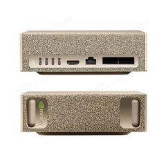 NVIDIA Jetson Nano AI developer board featuring a metallic chassis, front-facing connectivity ports, and the NVIDIA logo for edge computing projects.