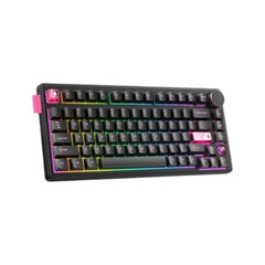 Onikuma MT706 tri-mode gasket mount mechanical gaming keyboard in black with vibrant RGB backlighting.