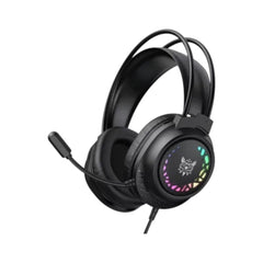 Onikuma X92 gaming headset in black featuring soft over-ear cushions and dynamic RGB lighting on the earcups.