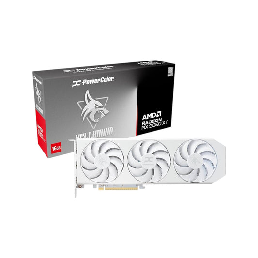 PowerColor Hellhound Spectral White AMD Radeon RX 9060 XT 16GB GDDR6 Graphics Card
