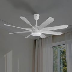 Qulik Helix UL 60"- Modern Decorative Silent ABS Blade Under light with Remote Ceiling Fan (White Wood) Q-6522-WW