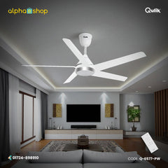Qulik Alpha Edge 5B 53" energy saving BLDC remote control ceiling fan in Parle White (Q-6577-PW).