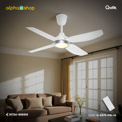 Qulik Windora 56" energy saving BLDC remote control underlight ceiling fan in Pearl White (Q-6575-PW-UL).
