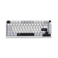 T-WOLF K81 tri-mode wireless mechanical keyboard featuring a white and light gray layout with black accent keys and RGB lighting.