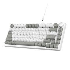AJAZZ AK820 75% Gasket-Mounted White Backlit Wired Mechanical Keyboard, White Gray