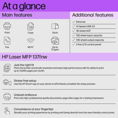 HP Laser MFP 137fnw Multifunction Mono Laser Printer