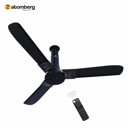 Atomberg Studio+ 48" 35W BLDC motor Energy Saving Anti-Dust Speed Indicator Light Ceiling Fan with Remote Control (Black) AT-137