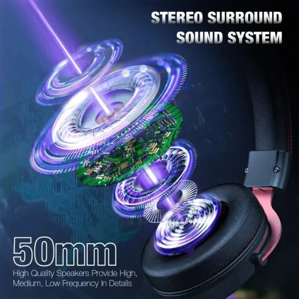 Onikuma X10 Ox Horn RGB Wired Professional Gaming Headset with Noise Cancellation Microphone (Black Red) (HOK3517)