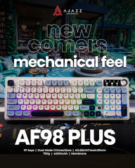 Ajazz AF98 PLUS RGB Tri-Mode Wireless Membrane Keyboard, Blue White
