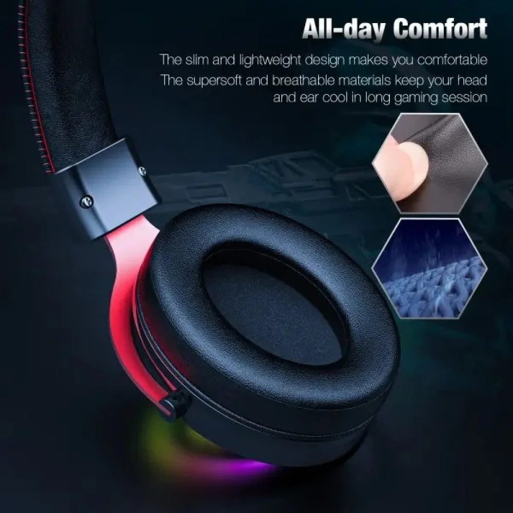 Onikuma X10 Ox Horn RGB Wired Professional Gaming Headset with Noise Cancellation Microphone (Black Red) (HOK3517)