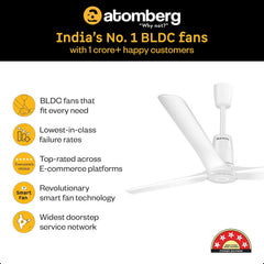 Atomberg Aris Contour Smart 48" BLDC Ceiling Fan (Marble White) | AT-143