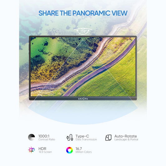 Arzopa A1S Ultra-Thin Portable Monitor (14” FHD 1080P)