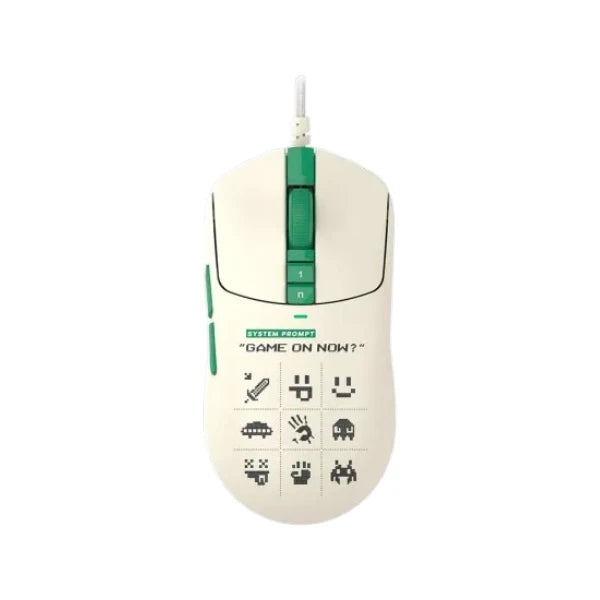 A4tech Bloody W72 Ultra Wired Gaming Mouse in White and Green featuring customized side buttons and gaming sensor.