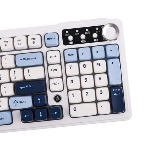 Ajazz AF98 PLUS RGB Tri-Mode Wireless Membrane Keyboard, Blue White