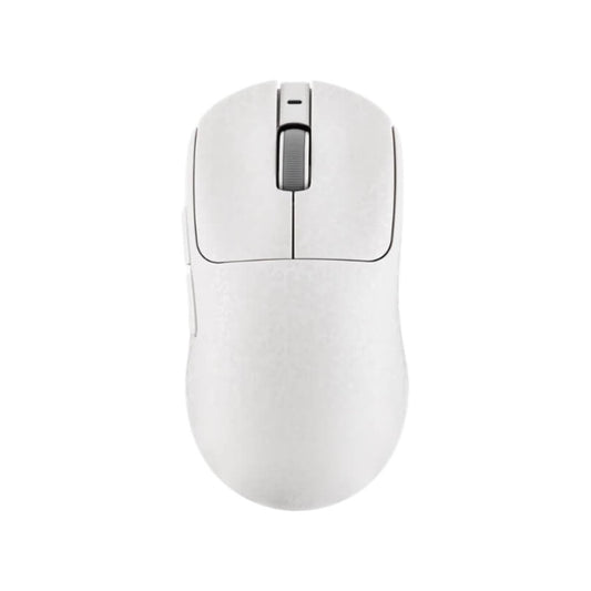 AJAZZ AJ199 MAX tri-mode wireless gaming mouse in white with carbon fiber texture.