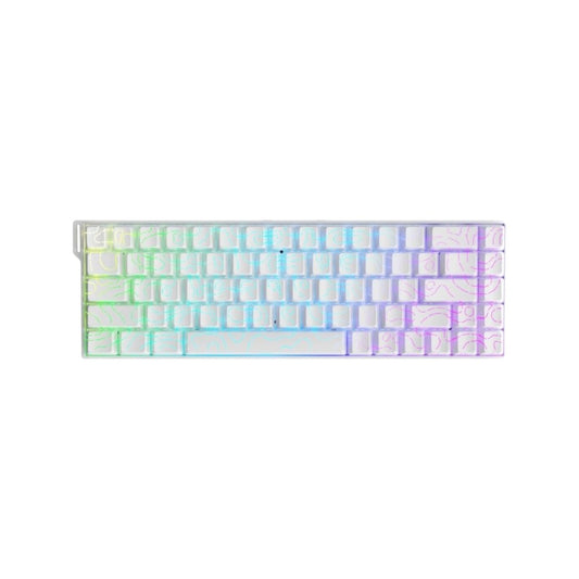 AJAZZ AK680 V2 e-sports magnetic switch gaming keyboard in Contour Line-White featuring colorful backlit keys.