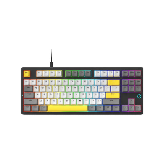 AJAZZ AK870 V2 wired mechanical gaming keyboard featuring colored keycaps.