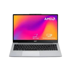 Acer Aspire 15 15.6-inch FHD Laptop in Silver featuring AMD Ryzen 7 7730U processor and full keyboard.
