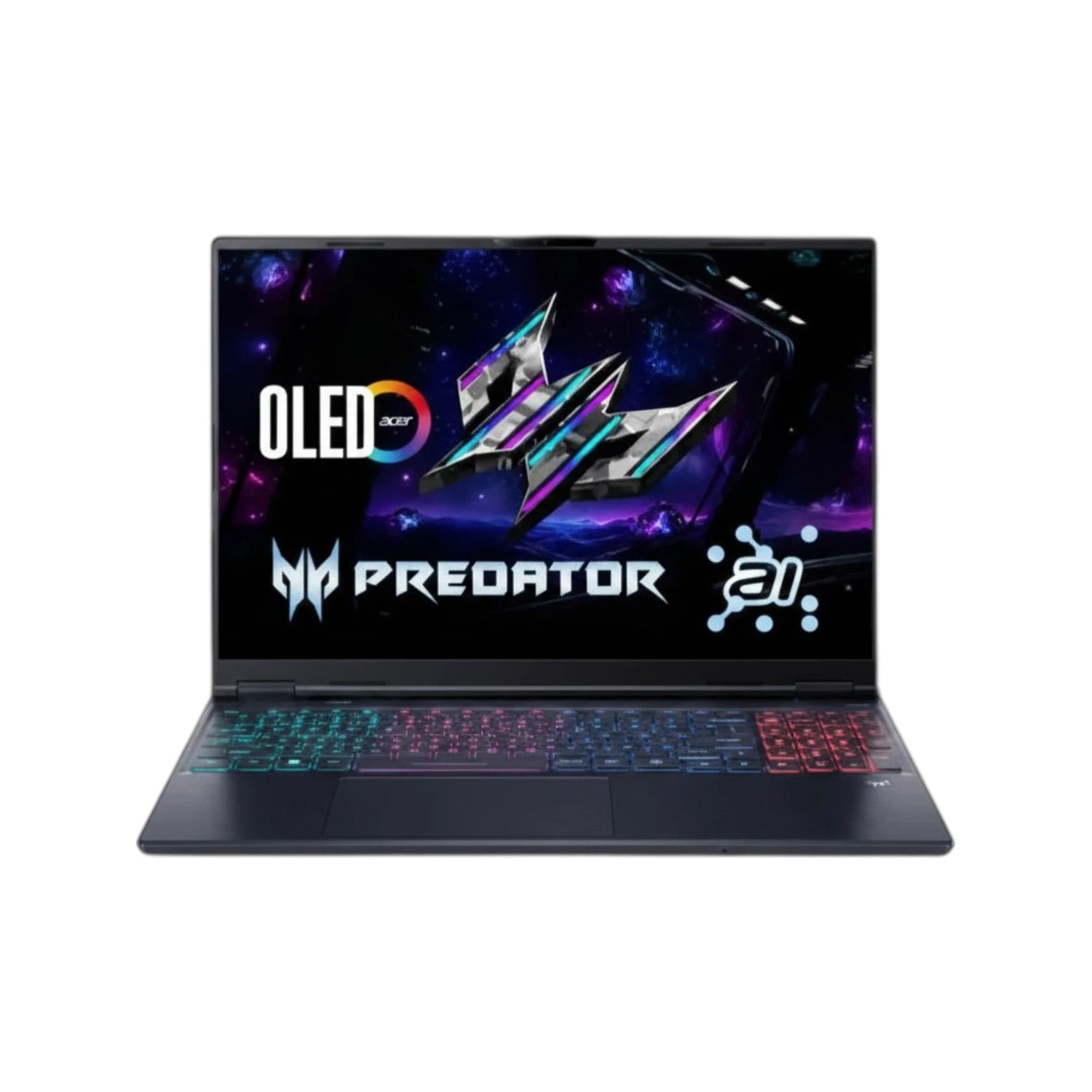 Acer Predator Helios Neo 16S AI 16-inch Gaming Laptop featuring Intel Core Ultra 7 255HX, RTX 5060 8GB GDDR7, and RGB backlit keyboard.
