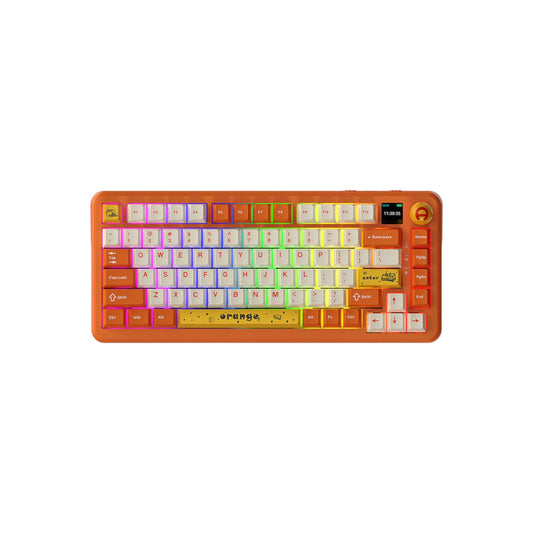 Ajazz AK820 MAX Plus Tri-Mode Wireless Mechanical Keyboard (TFT Display Version), Cheese Orange